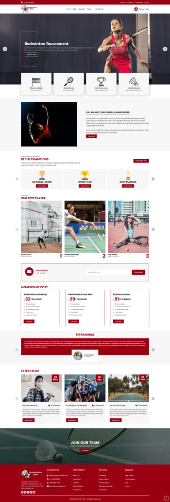 BadmintonStar - The Ultimate Badminton Website Template for Champions